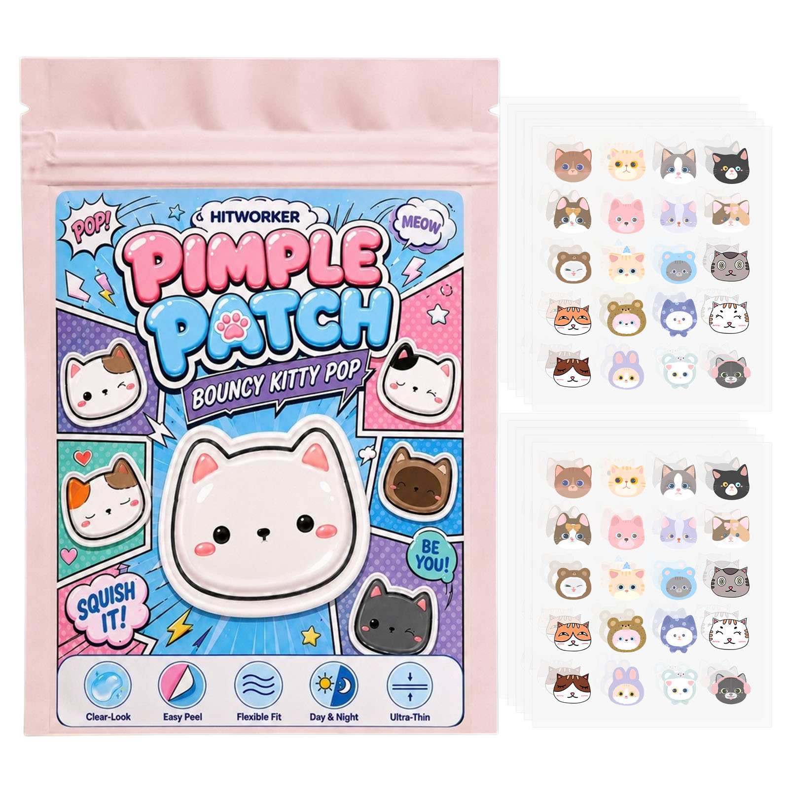 100pcs Cute Cat Pimple Patches - Night Cream ulasan dan harga